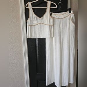 Sienna Sky White and Tan 2 Piece Set